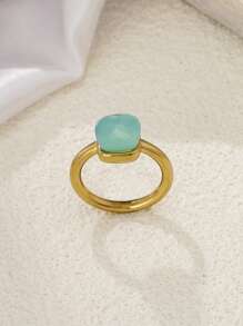 1 件奢华蘑菇不对称方形戒指，铜镶嵌锆石祖母绿宝石，适合作为情人节、婚礼、母亲节、约会的礼物 - 多色 - 查看 17