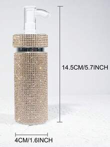 1 件可再填充 200 毫升水钻镶嵌乳液分配器泵瓶，奢华闪亮风格，无缝圆柱形，带全水钻图案