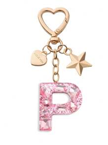 1pc Cute Bling Keychain Initial Letter Butterfly Star Pink Gift For Women Girls Bag Purse Handbags School Bag Car Key Cup Charms Accessories Car Accessories Goth Y2k