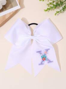 1pc 26Letters Back To School Customized Text Name Bow Hair Ring,Personalized Solid Color Embroidered 26 Letters Decoration Bow Hair Ring,Fashion Unique Hair Accessories For Girls Back To School Gifts, Daily Use - 彩色 - 查看 27