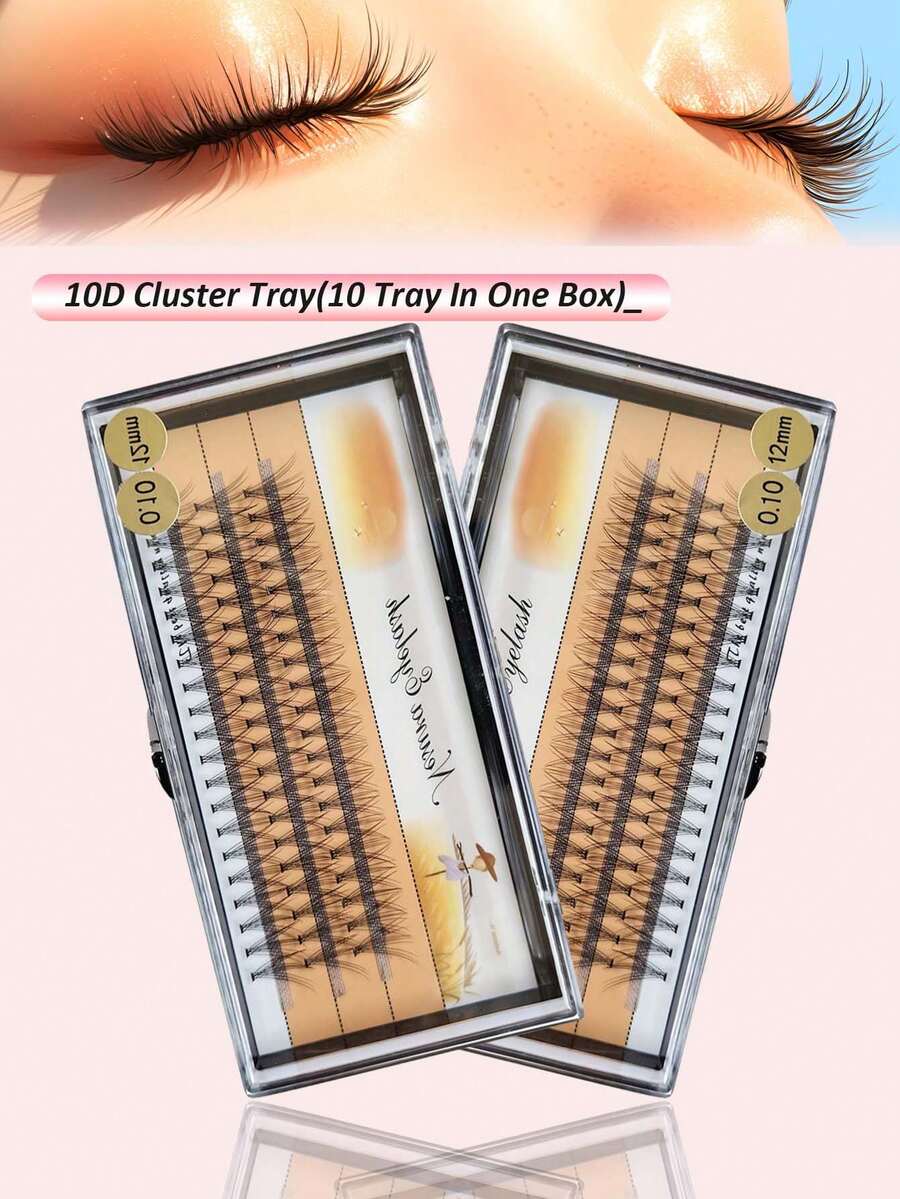 10 Boxes Natural C-Curl Fake Eyelashes 10-13mm Lash Clusters, Eyelash Extensions For DIY Eye Makeup, Nesura Natural Look Individual Set, Reusable 0.10mm Segmented Lashes, Handmade, Suitable For Daily Wear And Special Events - C - View 1