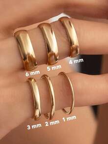 1枚纯铂金圆形情侣戒指，采用S925纯银打造，优雅的欧美风格珠宝礼品 - 金色 - 查看 2