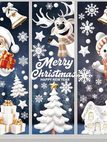 1 Set de pegatinas navideñas para ventanas, decoraciones navideñas, calcomanías de ventana de vidrio 3D con copos de nieve para hogar, oficina, salón de clases, para fiesta con tema de Navidad, invierno y Frozen