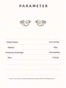 1 Pair Women's Mermaid Pearl Stud Earrings, New Dual-Wear Design With Rhinestones, Bridal Earrings