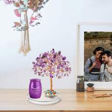 2pcs Small Urns For Human Ashes Pet Memorial Urn For Ashes Mini Cremation Urns For Ashes Adult Female Male Aluminum Keepsake Urns For Ashes Holder With Amethyst Crystal Tree - 紫色 - 查看 3