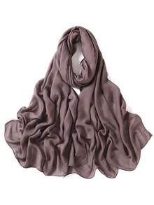 1条女士纯色细边围巾，休闲透气头巾，百搭披肩式头巾，四季皆宜。 - 彩色 - 查看 13