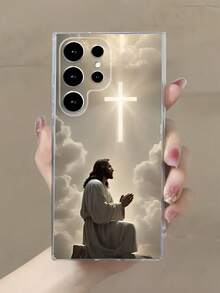 The Cross And Jesus Phone Case Suitable For Compatible With Galaxy S21/22/23/24/25 Ultra/FE+,A73/72/71/55/54/53/52/51/35/34/33/25/24/22/16/15/14/13/12,As Well As,Iphone17,16, 15, 14, 13, 12, 11, PRO MAX, X, XS, PLUS,Air, - 彩色 - 查看 1
