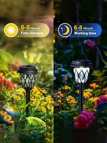 6/12/10/20pcs  Waterproof Solar Garden Lights, Outdoor Lawn Lights/Solar Garden Lights, LED Path Lights With Automatic On/Off From Dusk To Dawn, Garden Pole Lights For Patio And Backyard Landscape Decoration, Suitable For Driveways, Courtyards, Gardens, And Automatic Night Lighting(400mah) - màu đen - Xem 9
