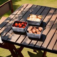 3-Piece Stainless Steel Bento Boxes With Lids, Leak-Proof Food Storage Containers, Multi-Function,  Flip Top, Reusable, Rectangular Lunch Boxes For Meal Prep, Gym, Studio, Picnic - Bạc - Xem 10