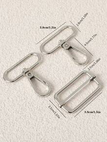 3件套行李带配件套装，包括肩带扣、狗扣、锌合金压扣，适用于DIY手提包 - 銀色 - 查看 7