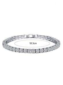 1pc Luxury Fashion Diamond Cubic Zirconia Bracelet For Men&Women Surprise Gift For Valentine's Day, Birthday - Bracelet - View 4