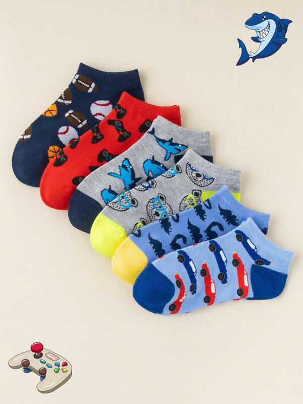 6 Pairs Of Children's Socks, Colorful Cartoon Socks, Girls' Boat Socks, Summer Thin, Cute Unicorn, Star, Kitten, Rainbow Pattern Design