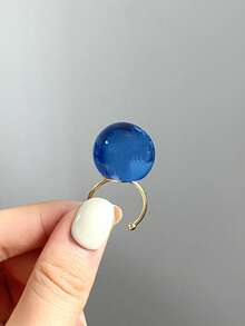 1 pieza Anillo abierto de acero inoxidable de resina clara de estilo minimalista elegante y artístico, adecuado para el uso diario, la calle, el festival de música, la fiesta o la ropa de noche - Multicolor - Ver 26