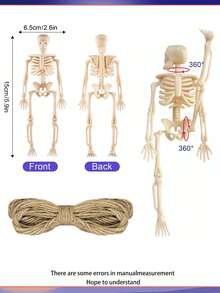 万圣节装饰户外骷髅 - 15.74 英寸可摆动塑料骷髅，带可移动关节的小型全身骷髅，逼真恐怖骷髅，适用于万圣节派对、鬼屋、墓地装饰 - 彩色 - 查看 7