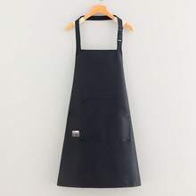 1pc Minimalist Neck Tie Apron, New Design With Large Pocket, Household Anti-Dirty Kitchen Cooking Catering Workwear Waist Apron For Men And Women