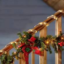 1 件 50/100 LED 麻绳灯串铜线灯太阳能 8 模式电源麻绳铜线灯串适用于圣诞节气氛装饰栅栏包裹户外庭院花园装饰