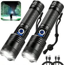 Rechargeable Flashlights 90,000 High Lumens, 2 Pack Super Bright LED Flashlight With 5 Modes, High Powered Flash Light For Home, Camping, Outdoor, Emergencies, Hiking