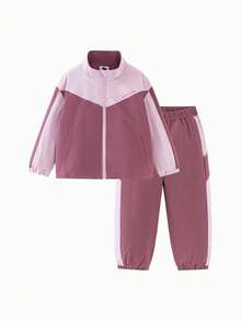 mini bala 少女户外运动服 2025 秋季拼色运动套装 - 橡皮粉 - 查看 5
