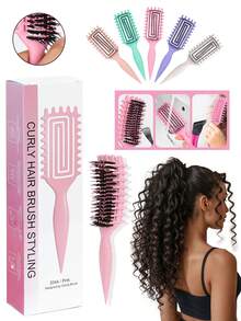Curl Defining Brush For Curly, Coily, Wavy & Straight Hair – Anti-Frizz Detangling And Styling Hair Brush, Smooths And Defines Curls, Reduces Breakage, Dual-Use For Wet And Dry Hair, Lightweight And Travel-Friendly, Ideal For Daily Use, Gym, Travel, Home, Or Salon Hair Styling, Comfortable Non-Slip Handle For Better Control,Back To School,Travel Holiday Essentials,Hair Accessories For Women - Multicolor - View 2