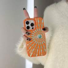 Creative Cute Sun Pattern Phone Case Compatible With IPhone 16 15 14 13 12 11 Pro Plus X XS Max Cellphone Soft Silicone Protective Cover - Antique White(古董白) - 查看 2