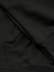 Unisex Oversized Sweatshirt Front Print Streetwear Casual Winter Long Sleeve Hooded  Pocket Cold Day To Day Black - 黑色 - 查看 3