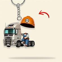 1pc Customized Photo Portrait Truck Shaped Acrylic Keychain, Personalized Cute & Fun Gift For Family, Couples, Friends - Multicolor - View 10