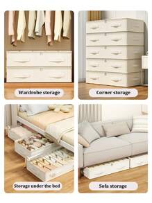 1PC White Transparent Bed Bottom Clothing Storage Bag, Foldable Portable Large Capacity Storage Bag, Blanket Storage Bag, Children's Toy Storage Bag, Shoe Storage Bag, Bedroom Bed Bottom Blanket Storage Bag, Effectively Utilizing Idle Space Under The Bed, Thick Fabric With Zipper Blanket Storage Container Bag, Suitable For Family And Dormitory Storage And Organizing Accessories - White - View 7