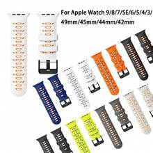 سوار استبدال ساعة أبل عالي الجودة من السيليكون بتصميم مستوحى من الدروع، أنيق وجذاب، مناسب للمتبعين للموضة والرياضيين والطلاب، مناسب لطرازات ساعة أبل 42/44/45/46/49، تصميم ثقوب شكل شبه منحرف، جميل ومنفذ للهواء، مناسب للاستخدام اليومي والرياضة والياقة البدنية