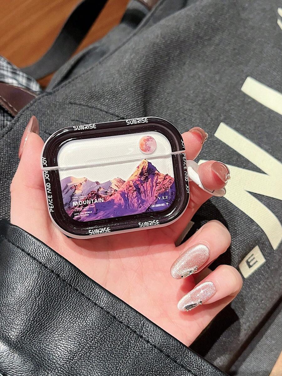 1个蓝牙耳机保护套，山水画设计，兼容 Pro/Pro2/1/2/3/4