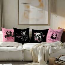 MEMNUN 4 vỏ gối polyester in họa tiết Halloween màu hồng và chữ [Không có ruột gối], 17,7*17,7in (45*45cm)/19,69*19,69in (50*50cm)/15,75*15,75in (40*40cm), [In một mặt] Vỏ gối trang trí Halloween cho ghế sofa, giường, phòng khách, phòng ngủ, ô tô, văn phòng, khách sạn, mọi mùa, quà tặng hoàn hảo cho gia đình và bạn bè - Nhiều màu - Xem 11