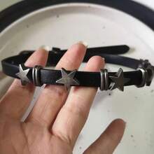 Vintage Y2K Ästhetik Pentagramm Stern Anhänger Silber Farbe Choker Kette Halskette für Frauen Coole Hip Hop Schmuck Charm Accessoires - Verschiedenfarbig - Übersicht 6