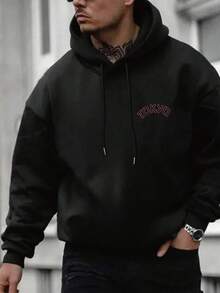 Herren Große Größen Lässig Hoodie Sweatshirt, Buchstaben Grafik Muster, Urban Street Style, geeignet für Läss, Sport, Wochenenden im Herbst und Winter