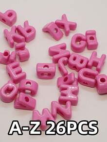 26 件时尚新款亚克力大孔英文字母珠子，适用于 DIY 手机挂绳、鞋饰、手工珠宝、节日礼物 - 亞克力大孔A---Z英文字母直孔串珠 - 查看 14