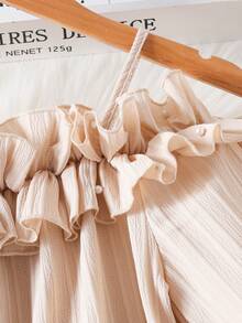 Girls Beaded Ruffle Off-Shoulder Casual Dress, Spring/Autumn