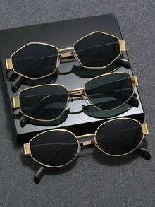 1副/4副套装 金属框时尚眼镜，适合日常佩戴和装饰，四季皆宜