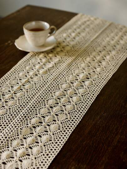 Cirelle מפת שולחן קלאסית לקישוט תחרה סרוגה במסרגה אחת עם ציציות, ראנר לשולחן, מפות שולחן, כיסוי מדף, גדלים מרובים, מוצרי יסוד למטבח של ראמה, ראש השנה, מסיבת חג המולד, סעודה משפחתית, אספקה למסעדות יוקרה, מתנה לחנוכת בית, עיצוב בית לקיץ