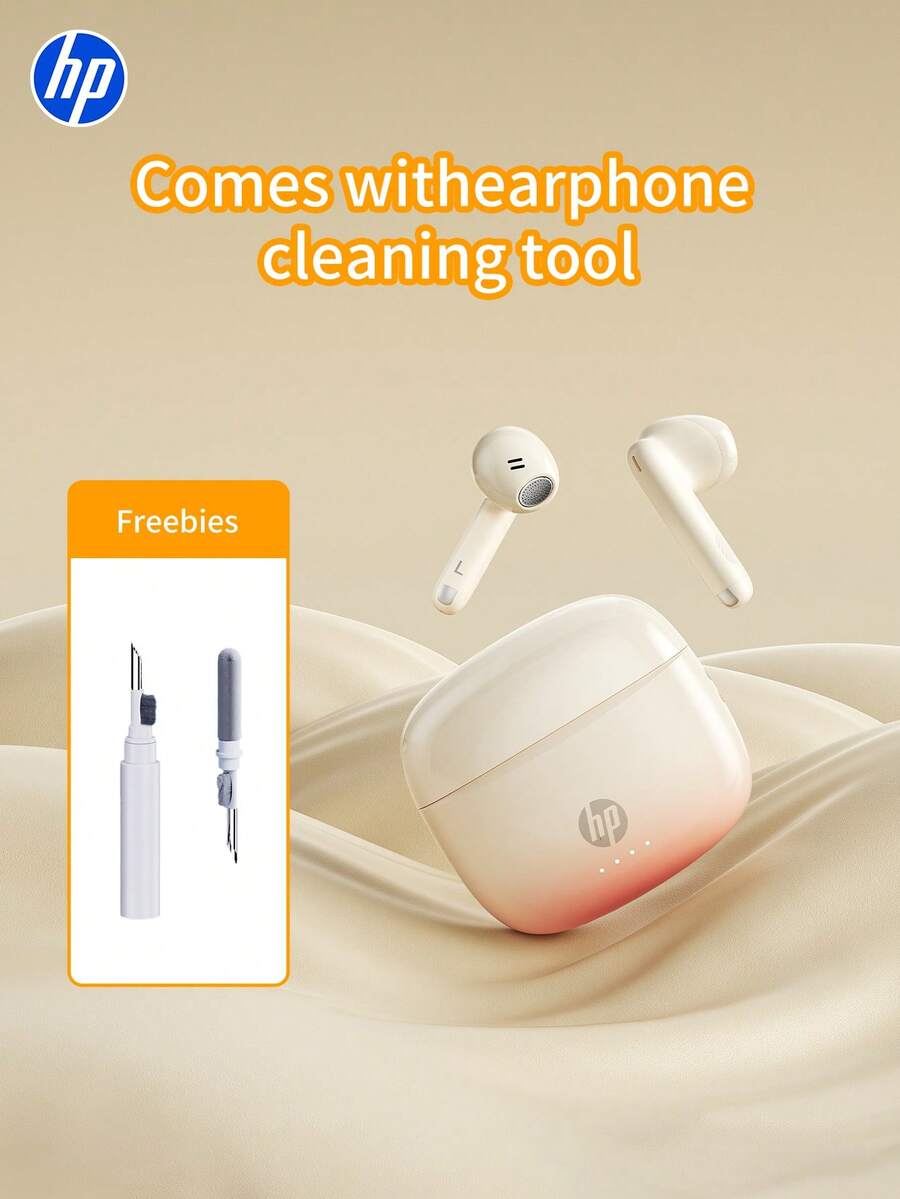 HP 无线耳塞，真正的无线入耳式防噪音耳机，兼容 Apple、Android 和其他设备，配有收纳袋，圣诞节大节日礼物（橙色）