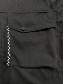 男性用のカジュアルなウエストバンド付きマルチポケットカーゴパンツ - 耐久性のある非伸縮性ニット生地、日常着、アーバンストリートウェア、アウトドアアクティビティに適しており、ルーズフィット、機能的なウェアです。 - ブラック - チェックする 5