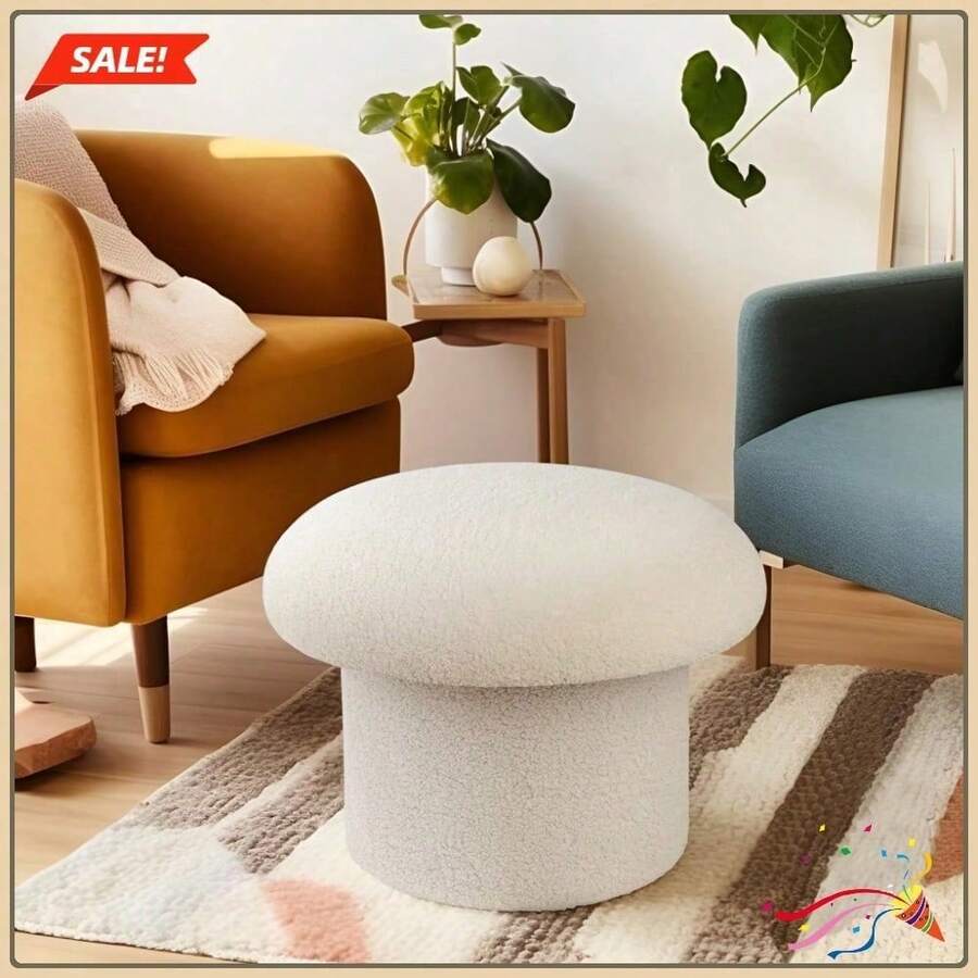 Mushroom Shaped Upholstered Storage Stool For Bedroom, Living Room, Study
