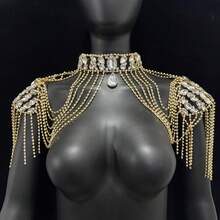 1pc Luxurious Crystal Tassel Shoulder Chain, Suitable For Wedding Bride Off-Shoulder Dress, Crystal Glass Accessory - Tassel Shoulder Chain - View 5