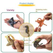 Juguetes realistas de criaturas marinas de silicona suave, modelo de juego de simulación, regalos para niños, decoración y aprendizaje, incluye medusa, caballito de mar, piraña, pulpo, pez volador, estrella de mar, calamar, atún, pez sierra, mero, tiburón cebra, compañero para el crecimiento del niño