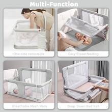 Ubravoo Baby Co-Sleeper Bed-In-Bed , 3-In-1 Folding Bed With Breathable And Visible Mesh Window, Washable Elastic Fabric Cover - Grey - View 6