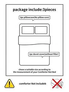 Muroi Mono 3件套100%涤纶中古风格简约条纹被套，2个枕套+1个被套（无床单）