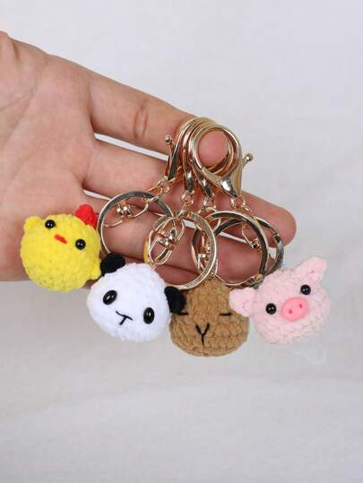 1 pièce Porte-clés pendentif d'animaux tricotés au crochet créatifs, festival, grenouilles, capybaras, poussins, marcassins, poissons, pandas, chatons, porte-clés artisanal décoratif, accessoires de sac et de portefeuille - idée de cadeau d'anniversaire, d'accessoires de voiture, de Noël gothique mignon y2k