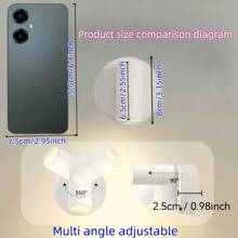 1 Stück wiederaufladbare LED Wandleuchte - Dekorative Innenraumlampe - Magnet Adsorption, USB aufladbar Touchkontrolle 3 Farbmodi, 3 Helligkeitsstufen Augenschutz Lampe, 320 Grad Drehung 90 Grad Auf-Ab Winkelanpassung, kreatives Design, Wandmontage für Schminktisch / tragbarer Nachtlicht, sehr geeignet für Schlafzimmer Nachttisch, Pflanzen, Kosmetikspiegel, Wohnzimmer, Camping, Treppenbeleuchtung