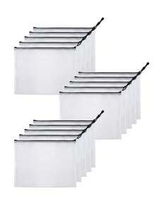 15 túi đựng tài liệu A4 có khóa kéo, bìa đựng tài liệu bằng lưới nhựa chống rách, phong bì trong suốt chống thấm nước dùng cho trường học, văn phòng, du lịch, bài tập về nhà, văn phòng phẩm, chuẩn bị cho năm học mới. - đen nhạt - Xem 7