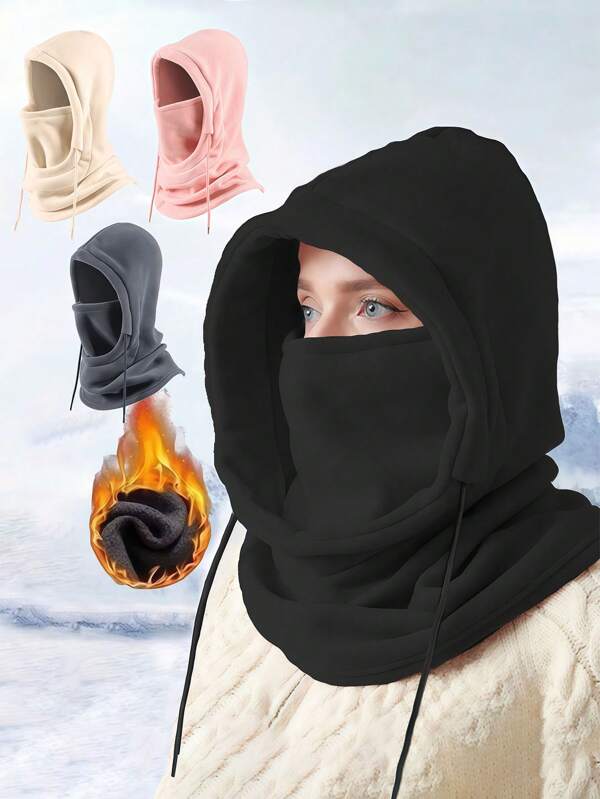 1 peça elegante e versátil chapéu balaclava de camada dupla, à prova de vento e quente, polaina de pescoço de cor sólida para ciclismo, pesca, corrida, esportes ao ar livre e uso diário, unissex para homens e mulheres, outono/inverno