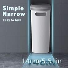 Multifunctional Large Capacity Trash Can With Lid - Stylish Push-Open Design, Suitable For Bathroom, Kitchen And Bedroom, Bathroom Trash Can - 1-white - View 6