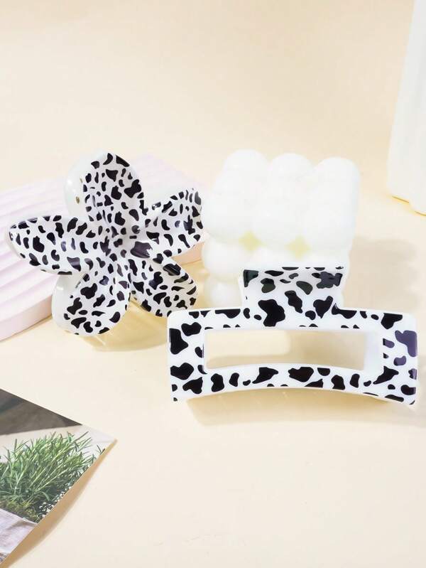 Grampos de cabelo de acrílico em formato de coração, 2 peças, tamanho grande, feminino, preto e branco, garras de cabelo, acessórios para cabelo, primavera/verão