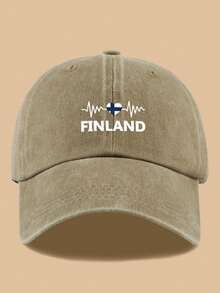 1 件可调节芬兰国旗和心电图印花棒球帽，轻便卡车司机帽，非常适合户外运动、徒步旅行和露营 | 爱国设计，户外头饰 | 复古风格帽子，节日和生日的理想礼物